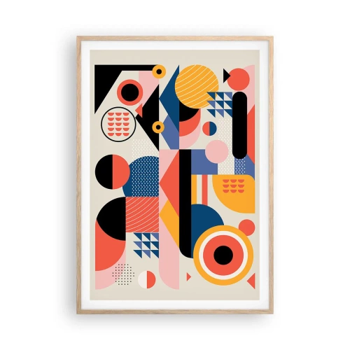 Pôster com moldura de carvalho claro - Composição: brincar - 70x100 cm