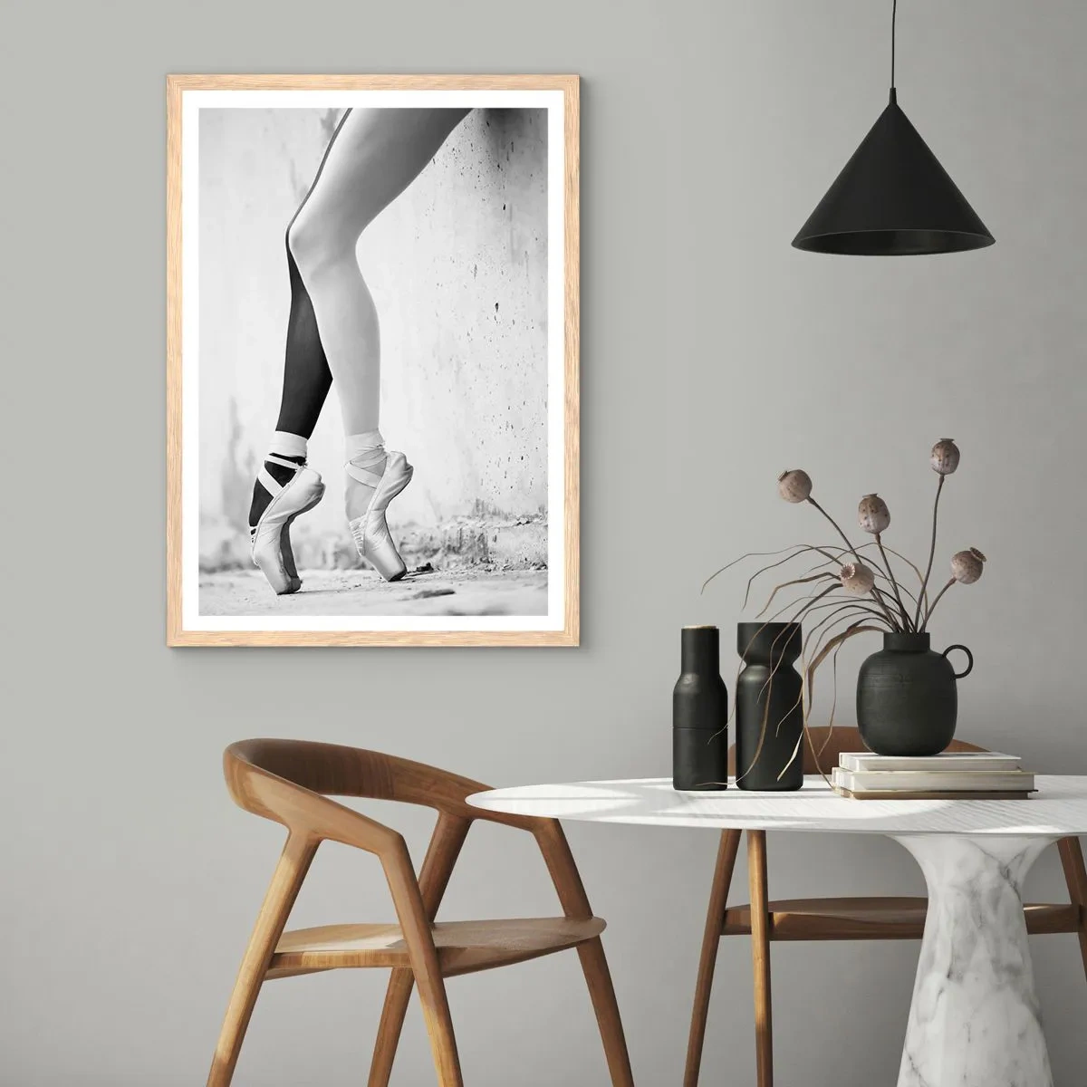 Pôster com moldura de carvalho claro - Bailarina, voilá! - 70x100 cm