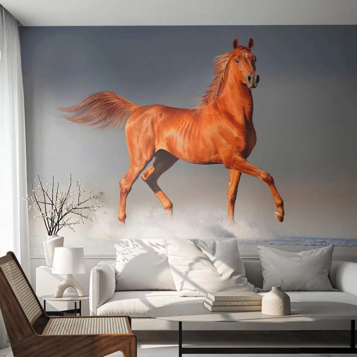 Papel de Parede Autocolante Deluxe Sticker - Graça Dançante - Animais, Cavalo, Natureza - 250x175 cm