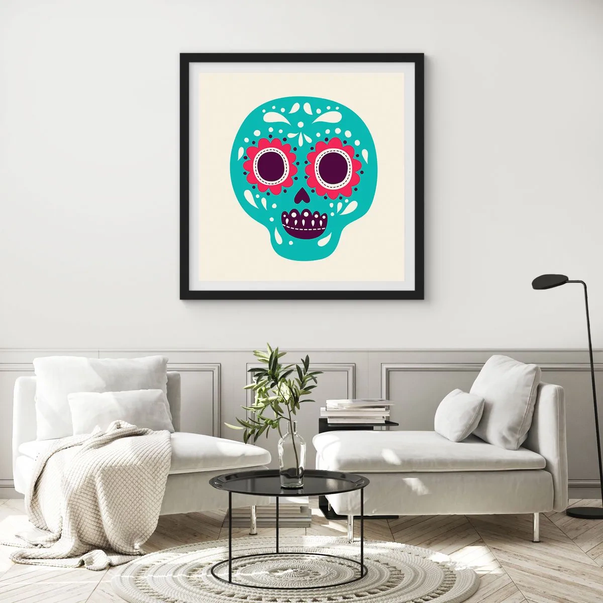 Pôster com moldura preta - Vida – diversão até a morte - 60x60 cm