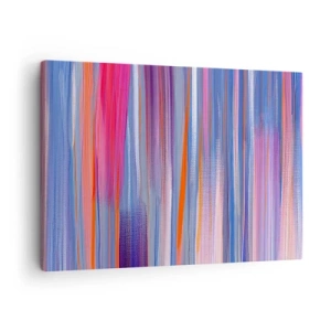 Quadro em tela - Linhas verticais abstratas em tons de azul e rosa - 70x50cm - Ascensão - Decoração de parede moderna para a sala de estar e quarto ARTTOR
