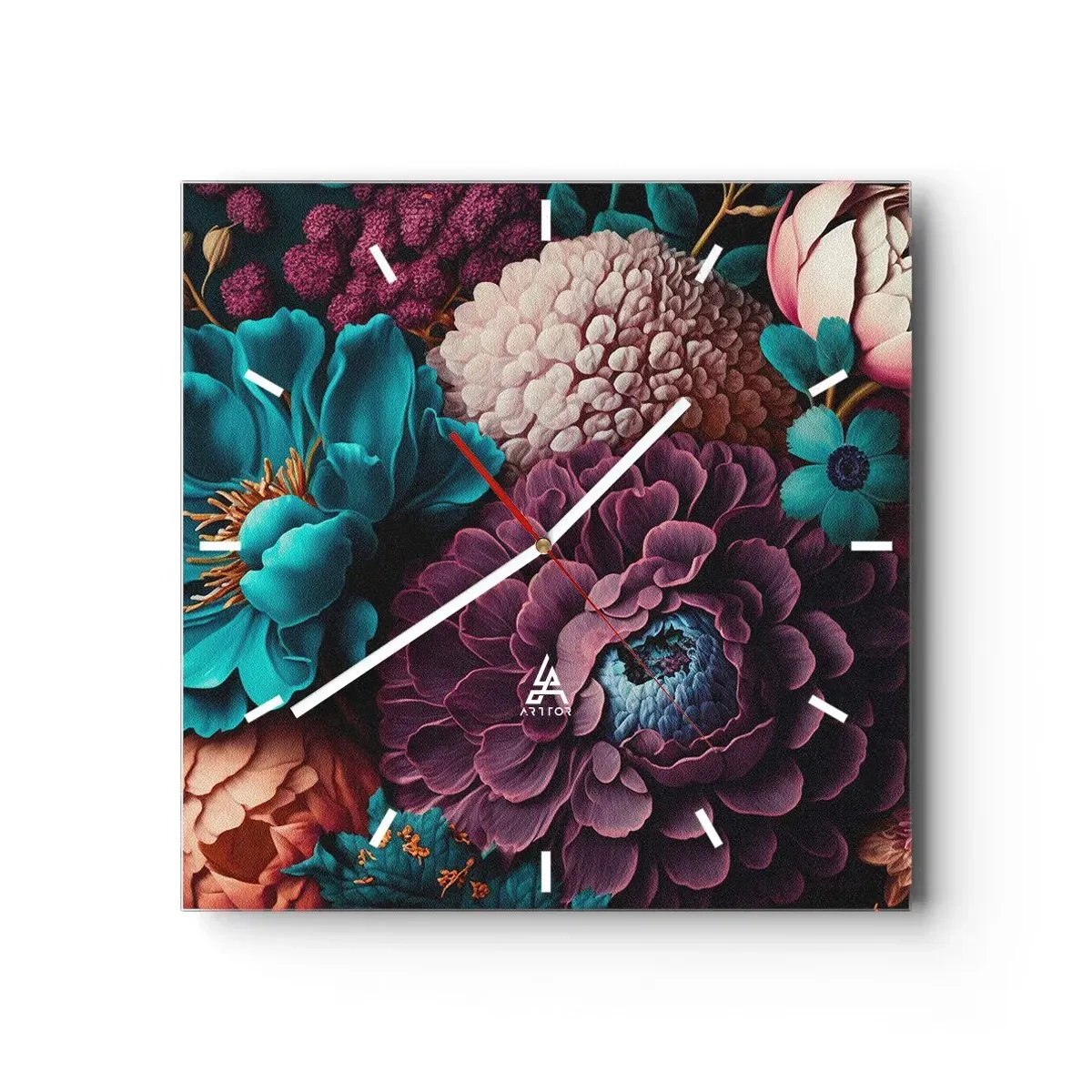 Relógio de parede - Relógio em vidro - Natureza em abundância - 30x30 cm