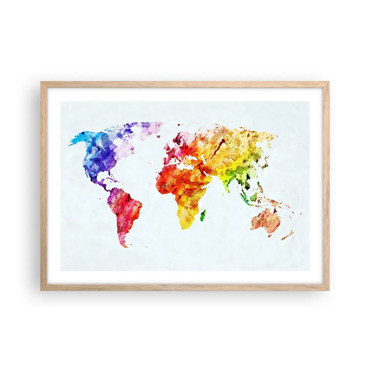 Pôster com moldura de carvalho claro - Todas as cores do mundo - 70x50 cm