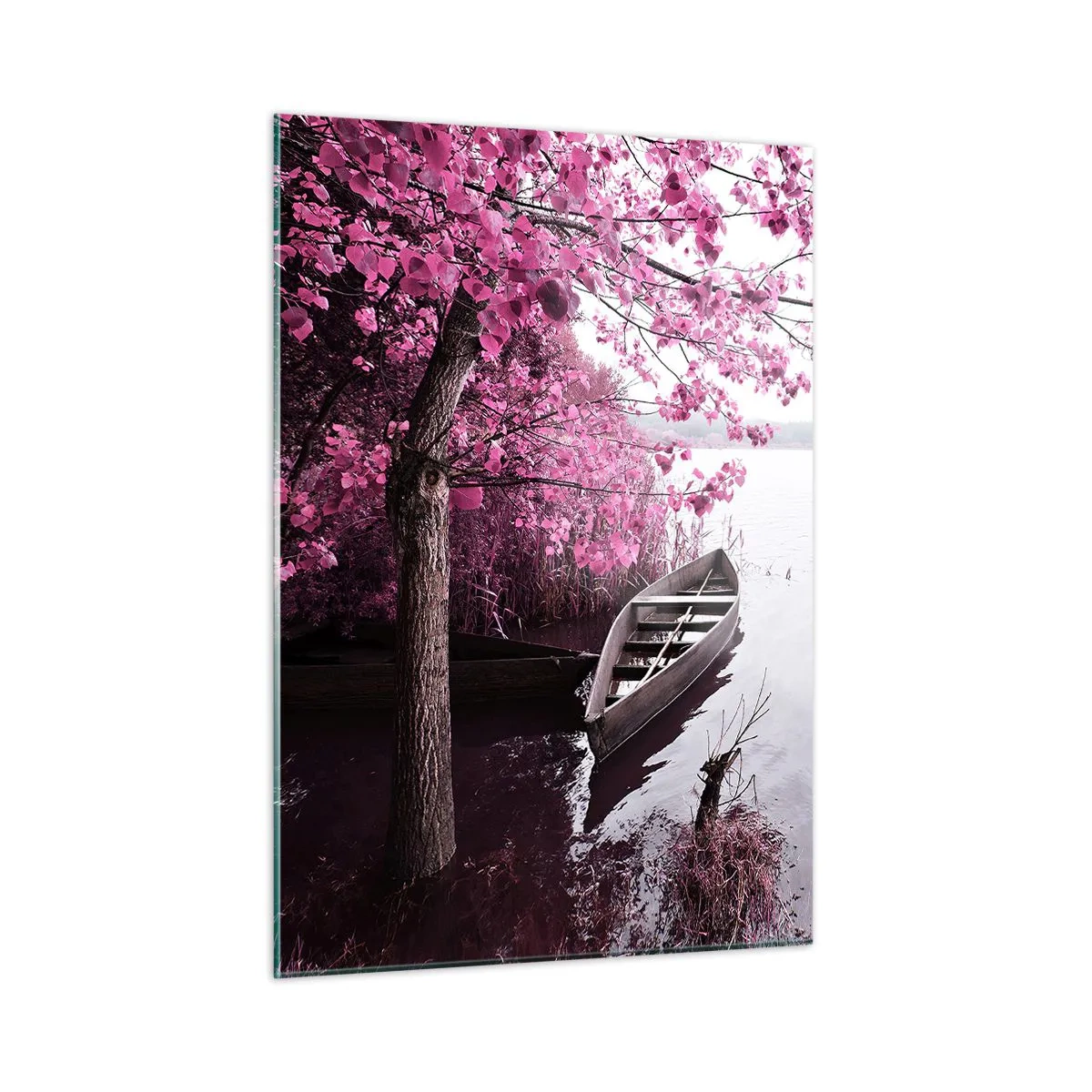 Quadro em vidro - Em silêncio cor-de-rosa - 50x70 cm