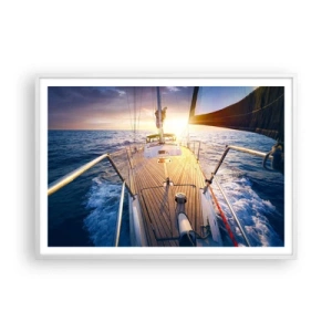 Pôster em moldura branca - Correr sobre as ondas - 100x70 cm
