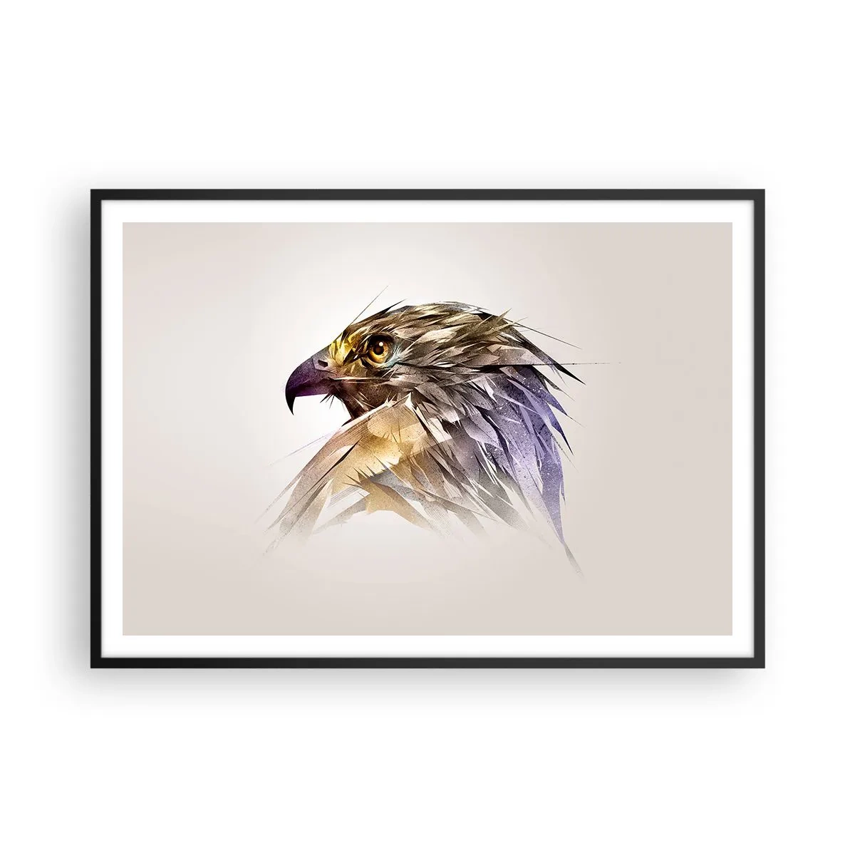 Pôster com moldura preta - Retrato de um guerreiro - 100x70 cm