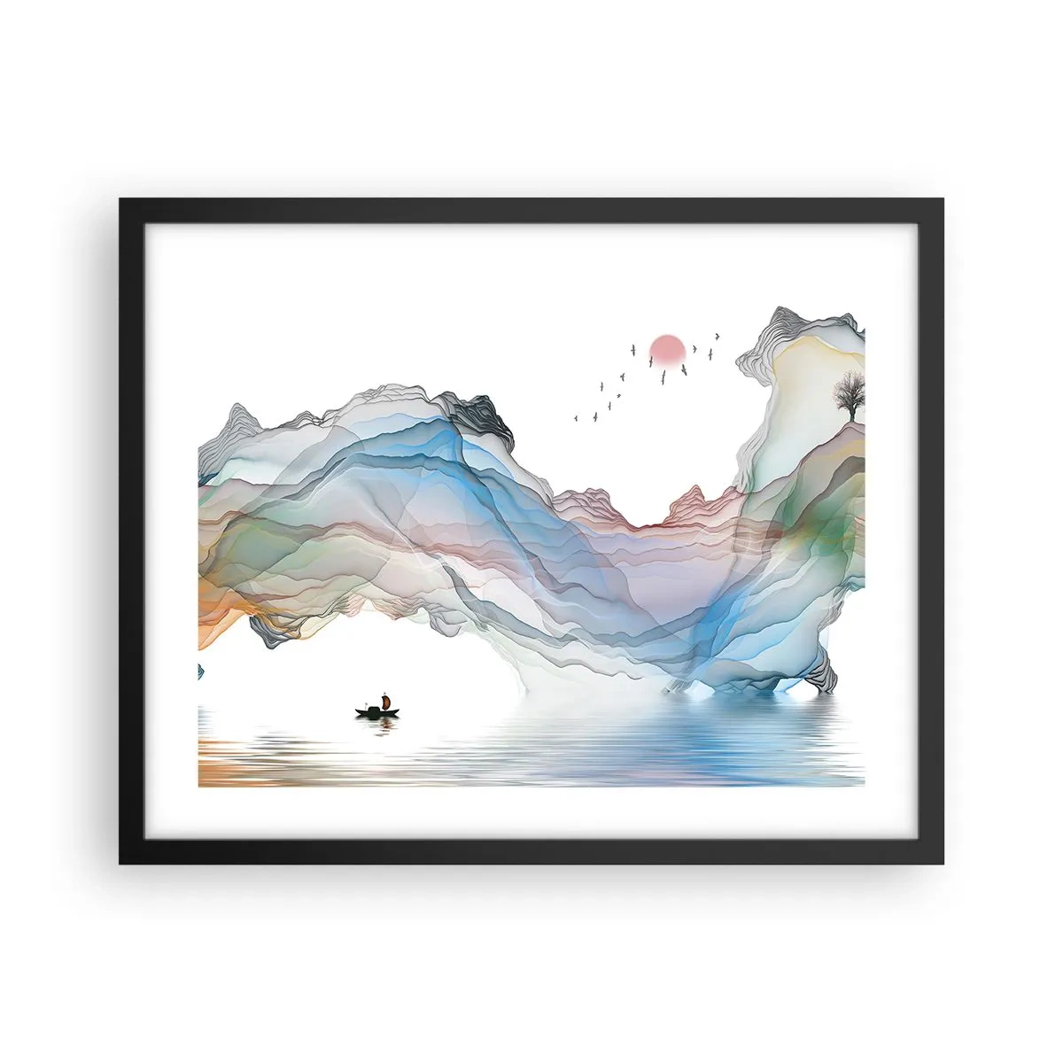 Pôster com moldura preta - Em direção às montanhas de cristal - 50x40 cm