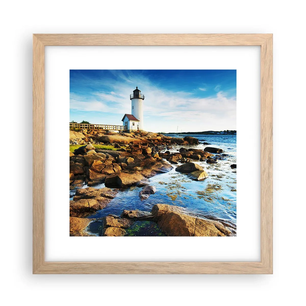 Pôster com moldura de carvalho claro - Voltem bem, estou à espera - 30x30 cm