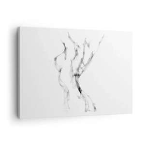 Quadro em tela - Linhas delicadas e abstratas que lembram rastros de fumaça em um fundo claro - 70x50cm - Bonita e forte - Decoração de parede moderna para a sala de estar e quarto ARTTOR