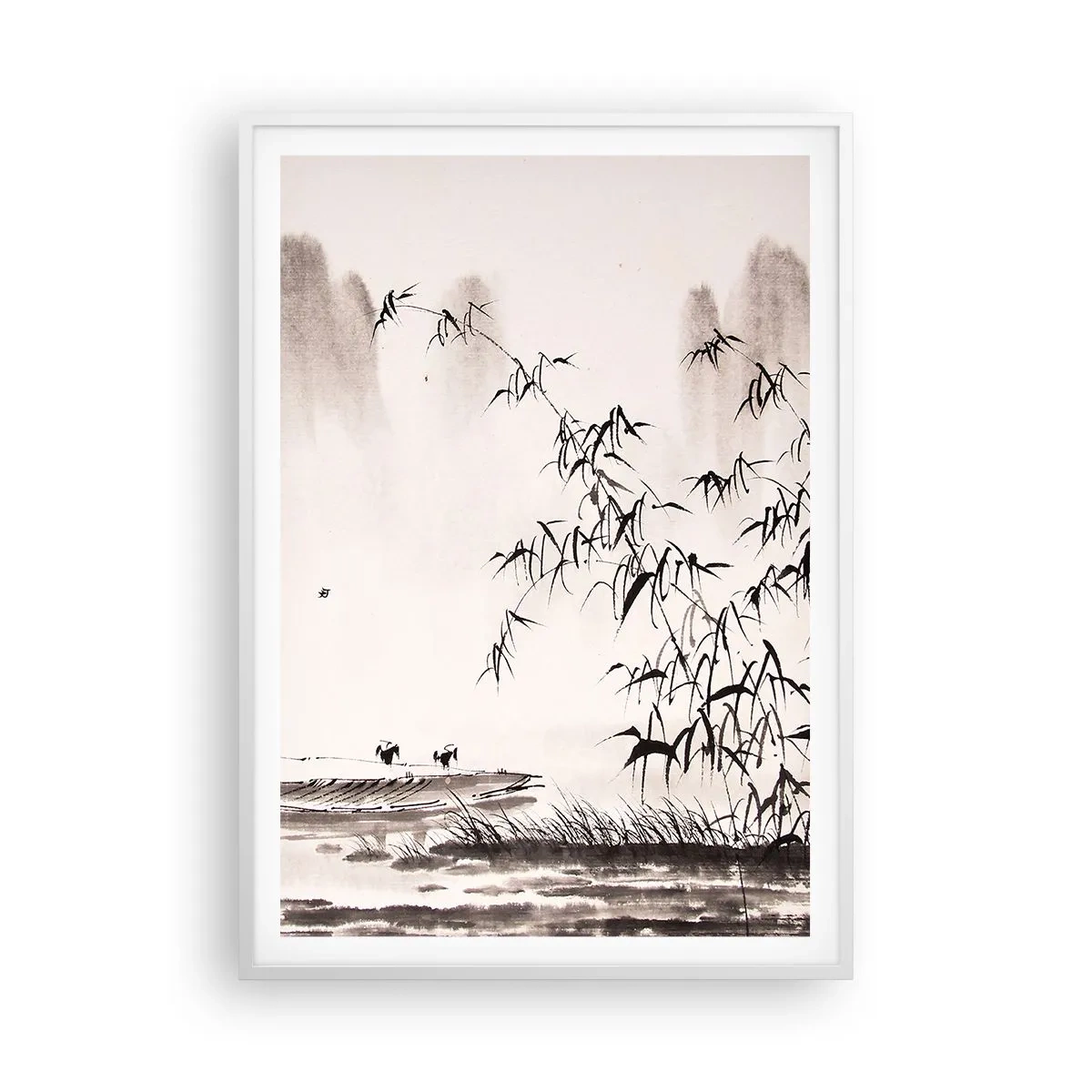 Pôster em moldura branca - O silêncio dos campos de arroz - 70x100 cm