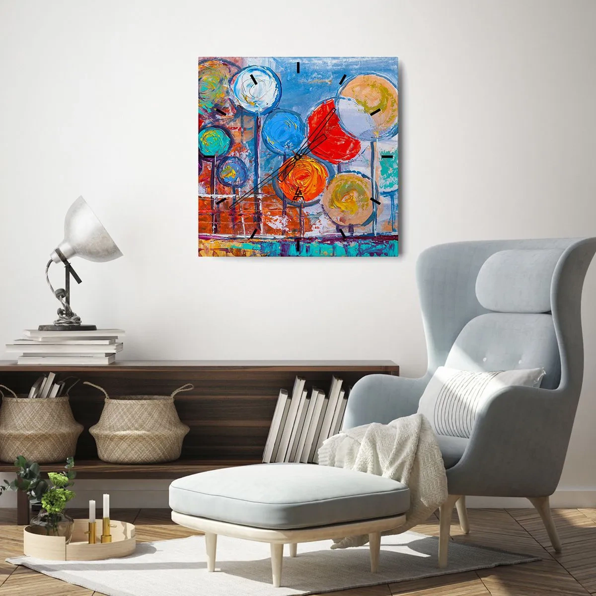 Relógio de parede - Relógio em vidro - De várias cores e tamanhos - 30x30 cm