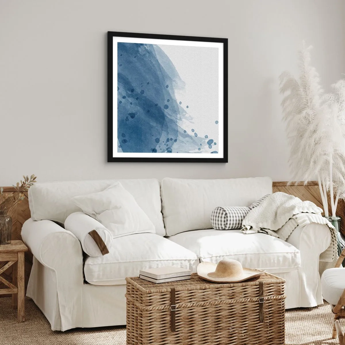 Pôster com moldura preta - Tule azul - 60x60 cm