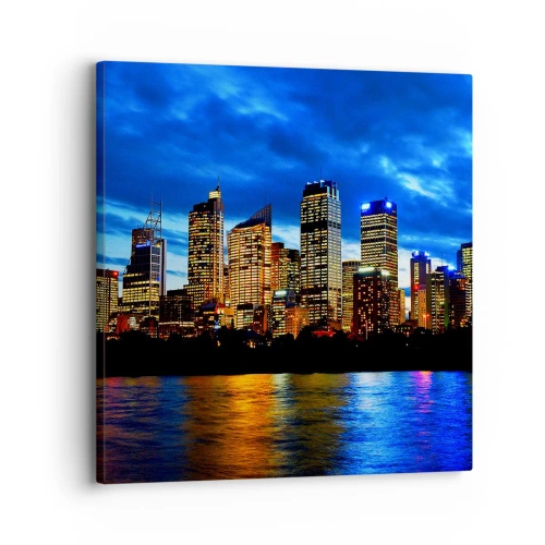 Quadro em tela - Uma noite de luzes e cores - 30x30 cm