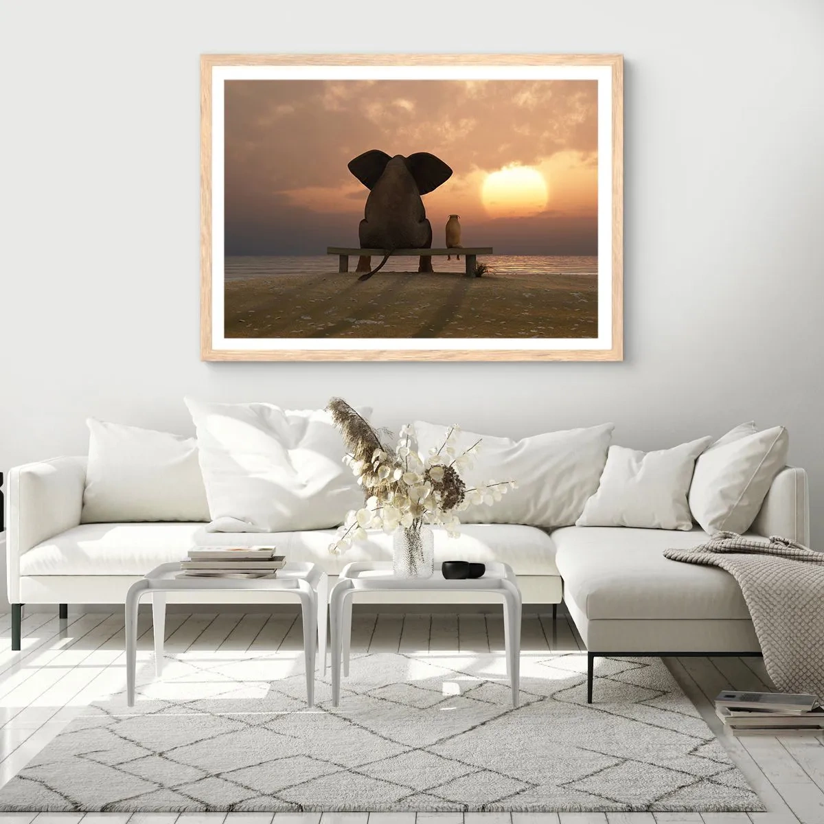 Pôster com moldura de carvalho claro - Como é bom ficarmos em silêncio juntos - 50x40 cm