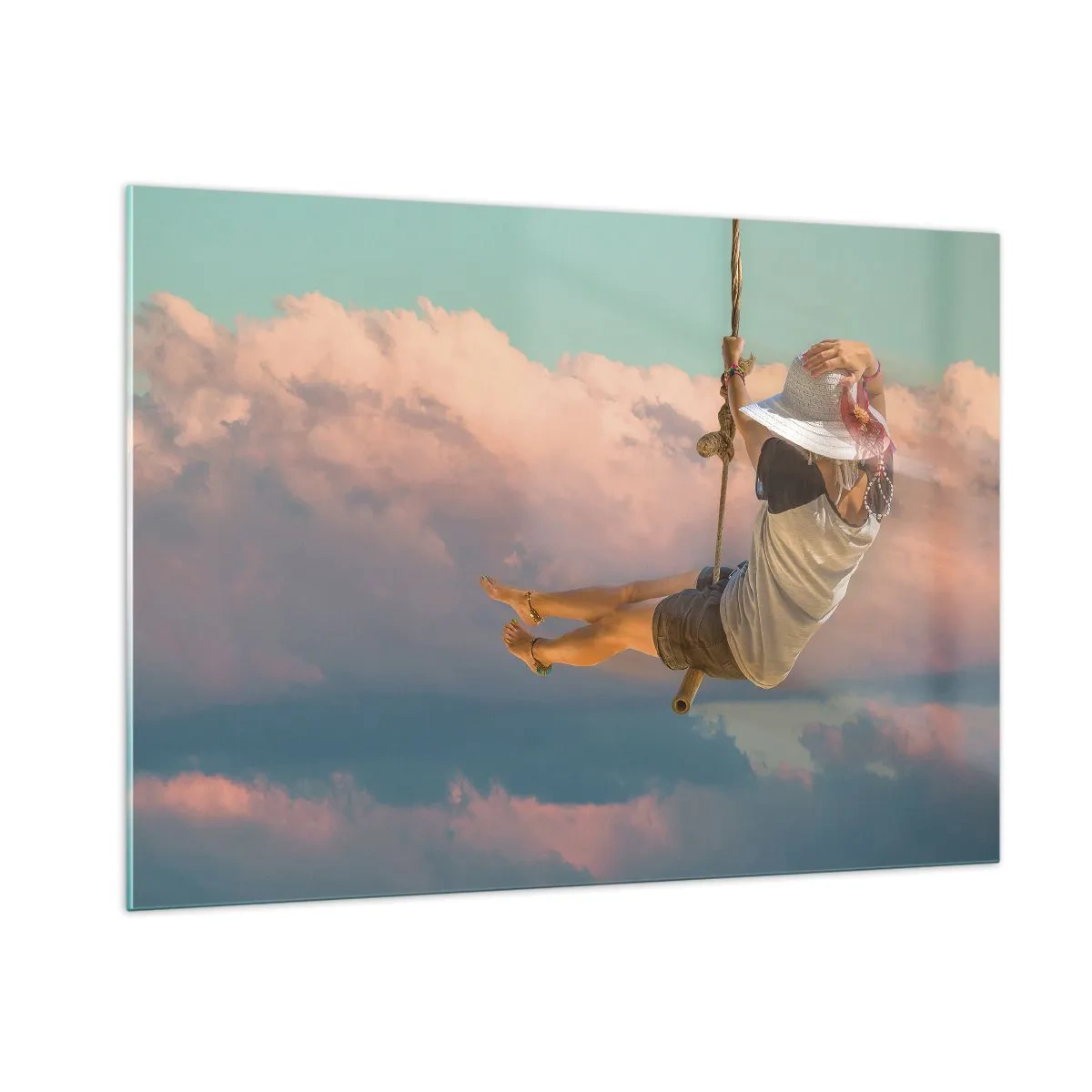 Quadro em vidro - Diversão nas nuvens - 100x70 cm