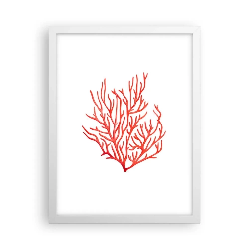 Pôster em moldura branca - Filigrana coral - 30x40 cm