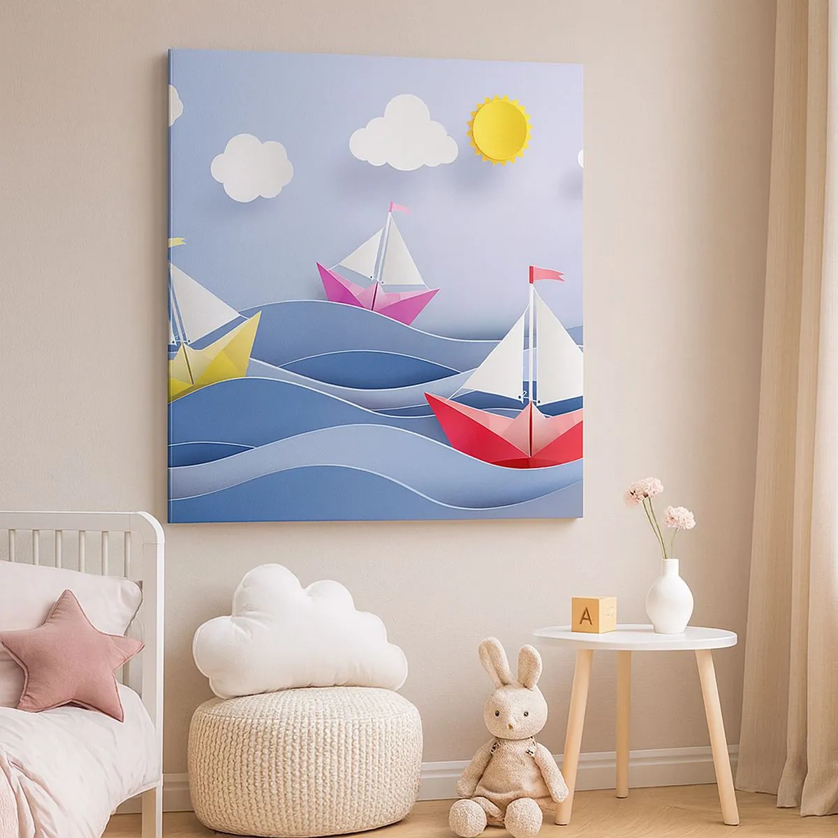 Quadro em tela - Oh, como é agradável balançar entre as ondas - 30x30 cm