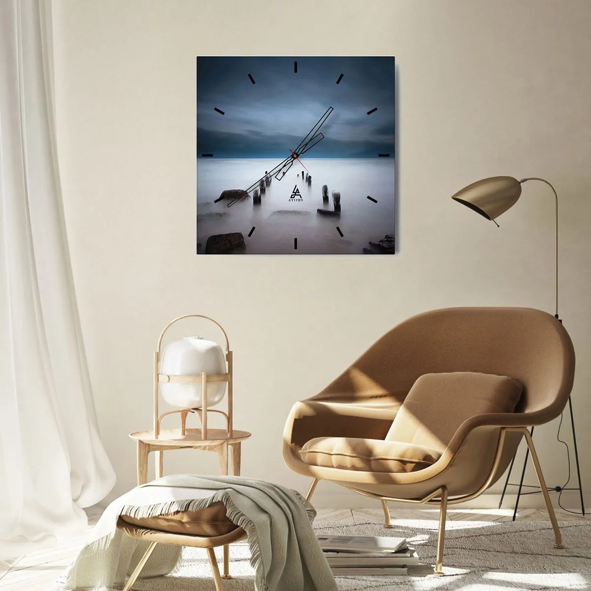 Relógio de parede - Relógio em vidro - Lago pensativo - 40x40 cm