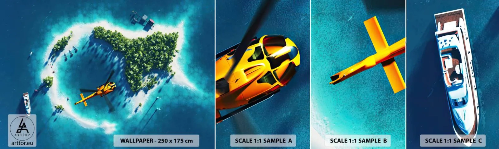 Amostra de papel de parede autocolante Deluxe Sticker - Compre uma ilha para si - Paisagem, Ilha, Praia - 100x30 cm