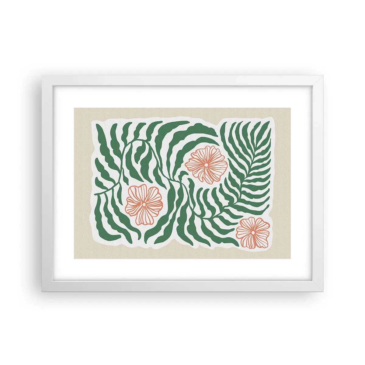 Pôster em moldura branca - Florescendo em verde - 40x30 cm