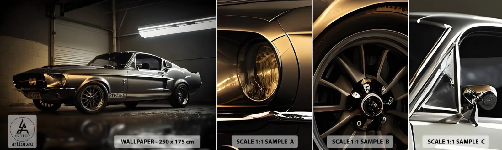 Amostra de Papel de Parede Standard Eco - De volta ao passado - Carro esportivo, Retrô, Clássico - 100x30 cm