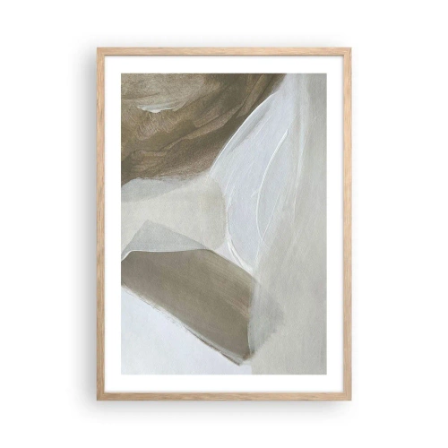 Pôster com moldura de carvalho claro - Uma onda de branco - 50x70 cm