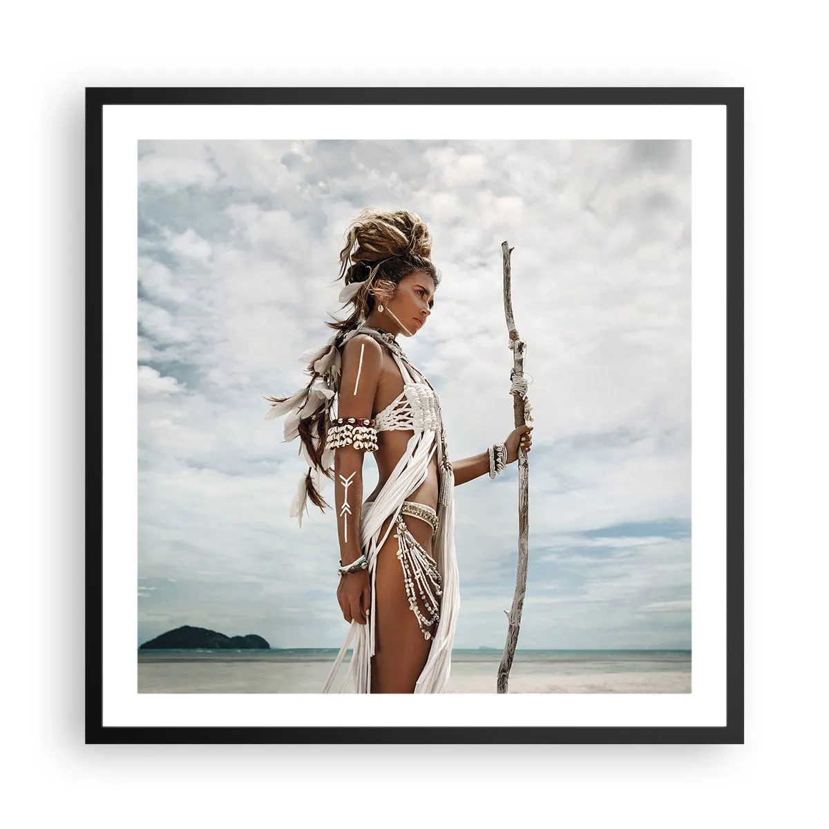 Pôster com moldura preta - Rainha dos trópicos - 60x60 cm