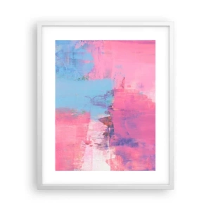 Pôster em moldura branca - Rosa, azul e uma pitada de luz - 40x50 cm