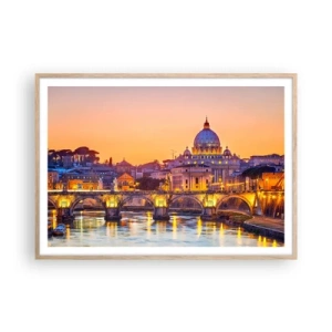 Pôster com moldura de carvalho claro - Crepúsculo sobre a Cidade Eterna - 100x70 cm
