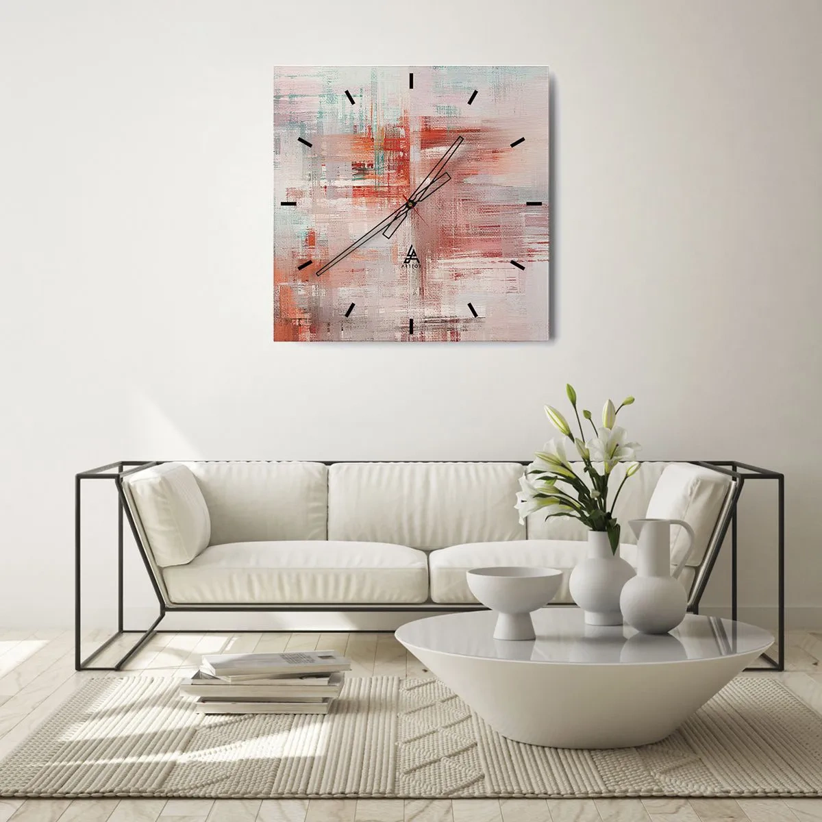 Relógio de parede - Relógio em vidro - Nebuloso. Mas rosa - 30x30 cm