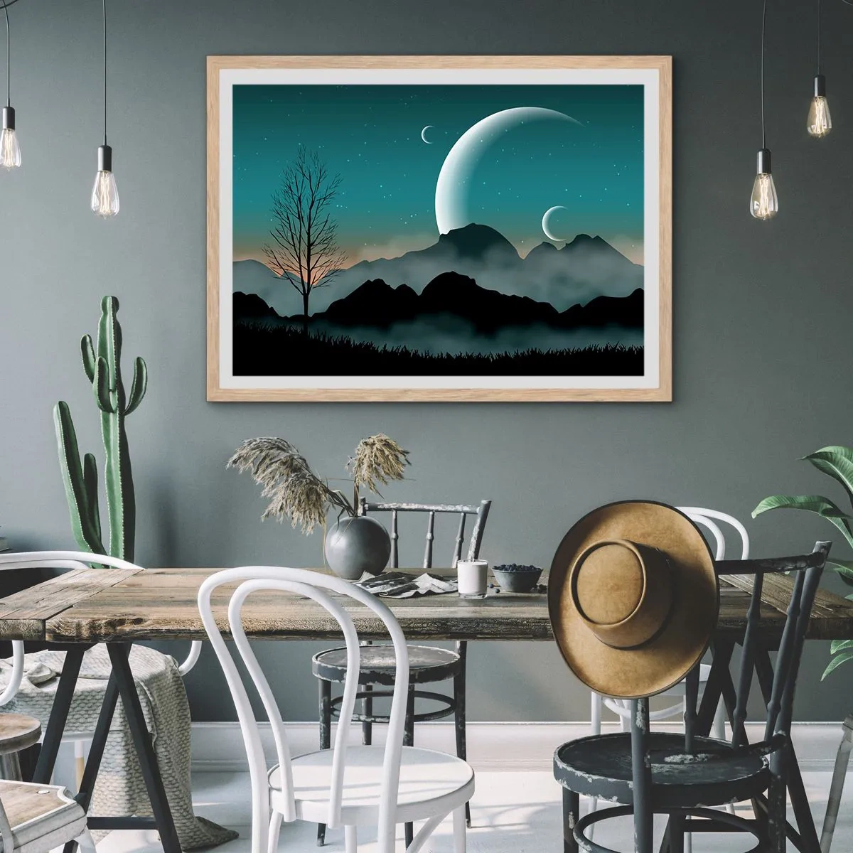 Pôster com moldura de carvalho claro - Carnaval de uma noite estrelada - 50x40 cm