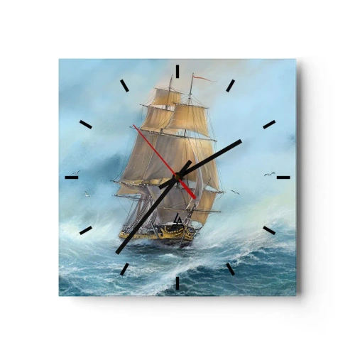 Relógio de parede - Relógio em vidro - Correndo sobre as ondas - 30x30 cm