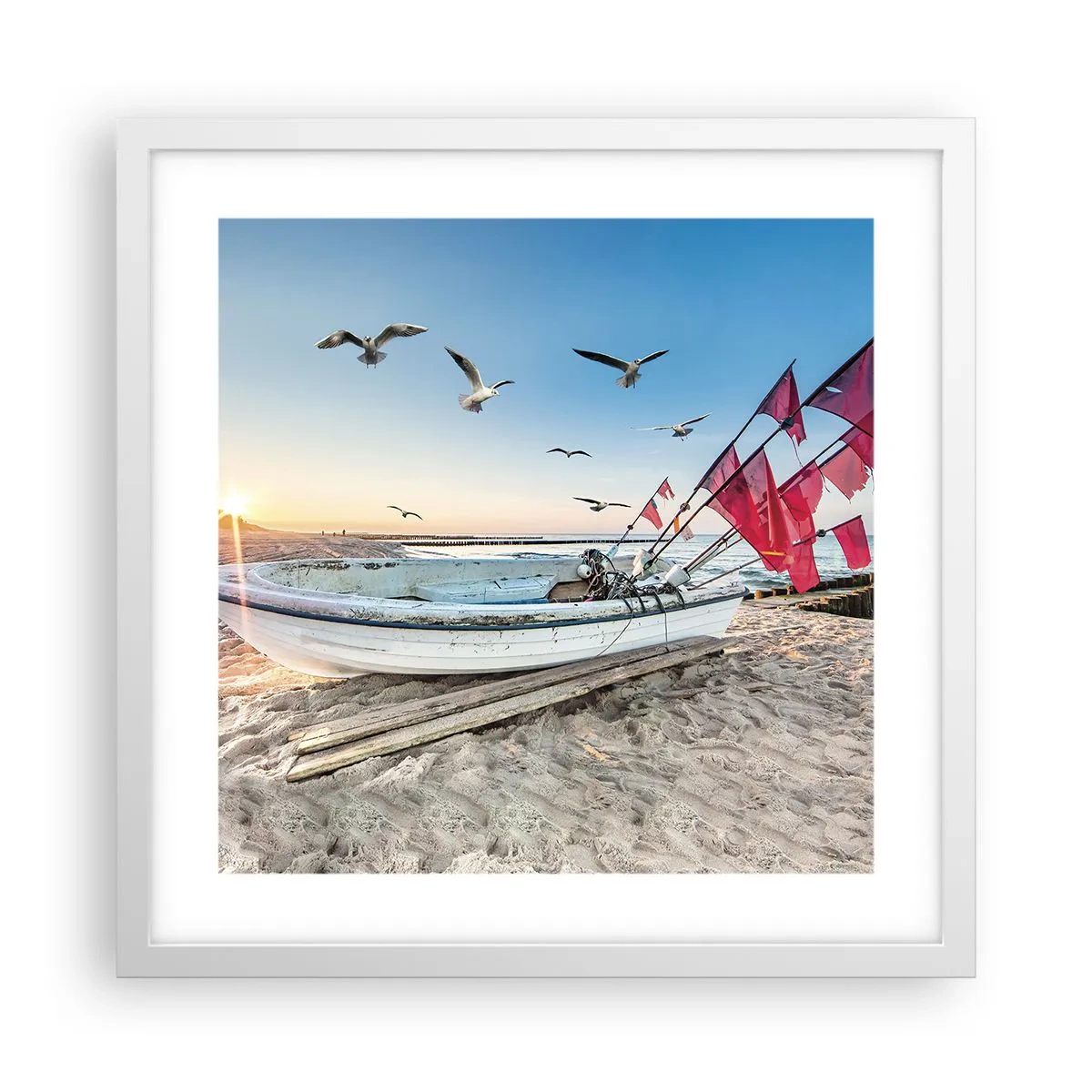 Pôster em moldura branca - Um merecido descanso - 40x40 cm