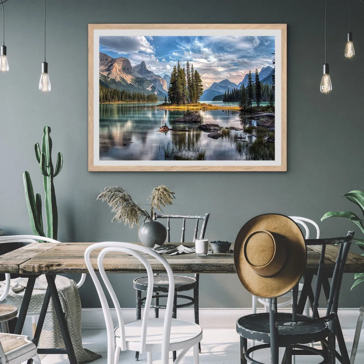 Pôster com moldura de carvalho claro - Por águas grandes e límpidas… - 91x61 cm