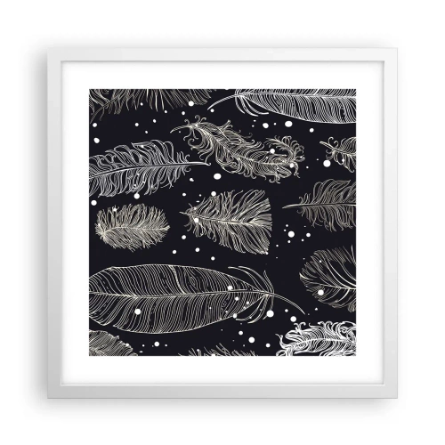 Pôster em moldura branca - Rendas de penas - 40x40 cm