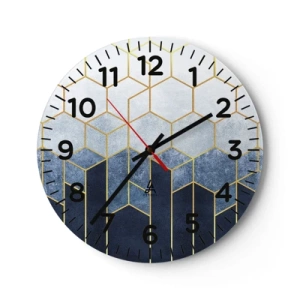 Relógio de parede - Relógio em vidro - Composição em ritmo sincopado - 30x30 cm