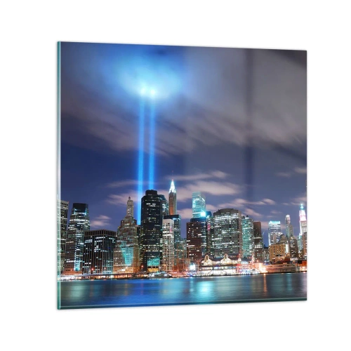 Quadro em vidro - Alcançar o céu com a luz - 70x70 cm