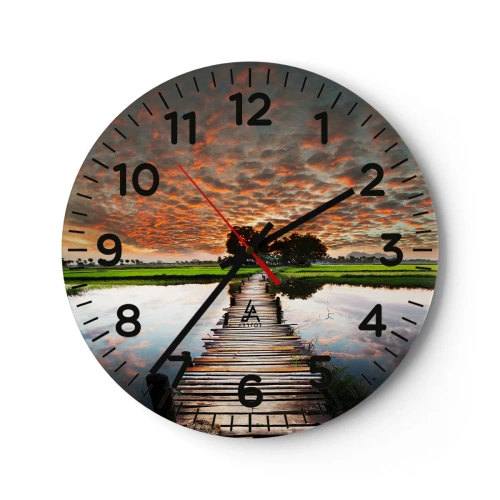 Relógio de parede - Relógio em vidro - Abra os braços - respire - 30x30 cm