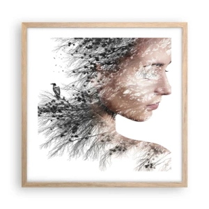 Pôster com moldura de carvalho claro - Espírito da floresta - 50x50 cm