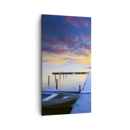 Quadro em tela - Paz violeta-dourada - 55x100 cm