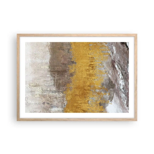 Pôster com moldura de carvalho claro - Uma explosão dourada - 70x50 cm
