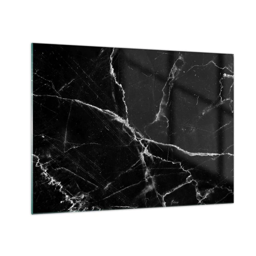 Quadro em vidro - Superfície de mármore preto com veios claros - 70x50cm - A vida secreta da pedra - Decoração de parede moderna para a sala de estar e quarto ARTTOR