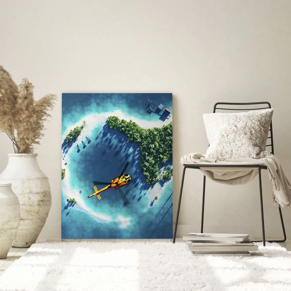 Quadro em vidro - Compre uma ilha para si - 50x70 cm