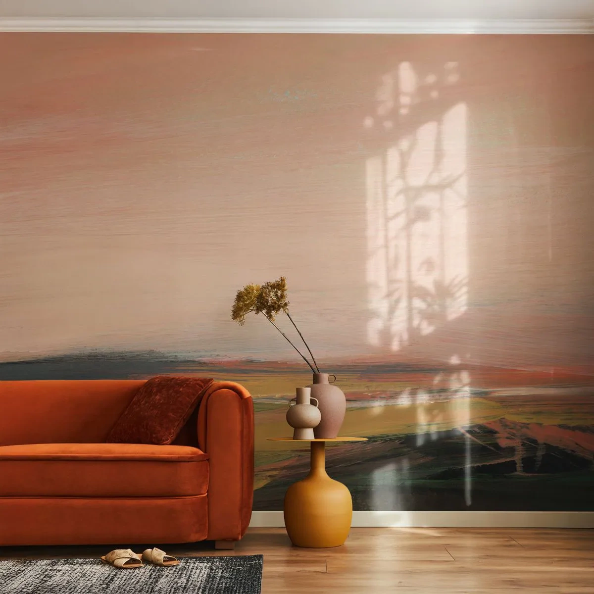 Papel de Parede Premium Sand - Em tons rosa - Paisagem, Pedaço, Visualizar - 100x70 cm