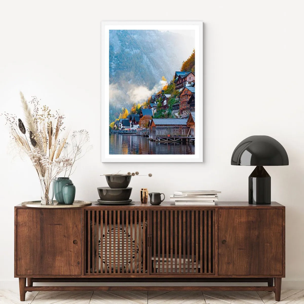 Pôster em moldura branca - Atmosfera alpina - 61x91 cm