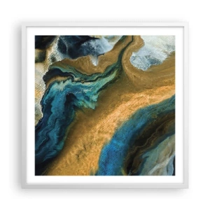Pôster em moldura branca - Azul – amarelo – influências mútuas - 60x60 cm