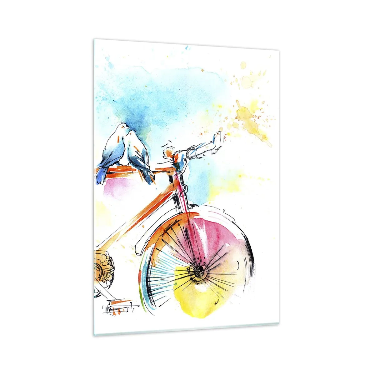 Quadro em vidro - A dois na bicicleta - 50x70 cm