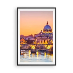 Pôster com moldura preta - Crepúsculo sobre a Cidade Eterna - 61x91 cm