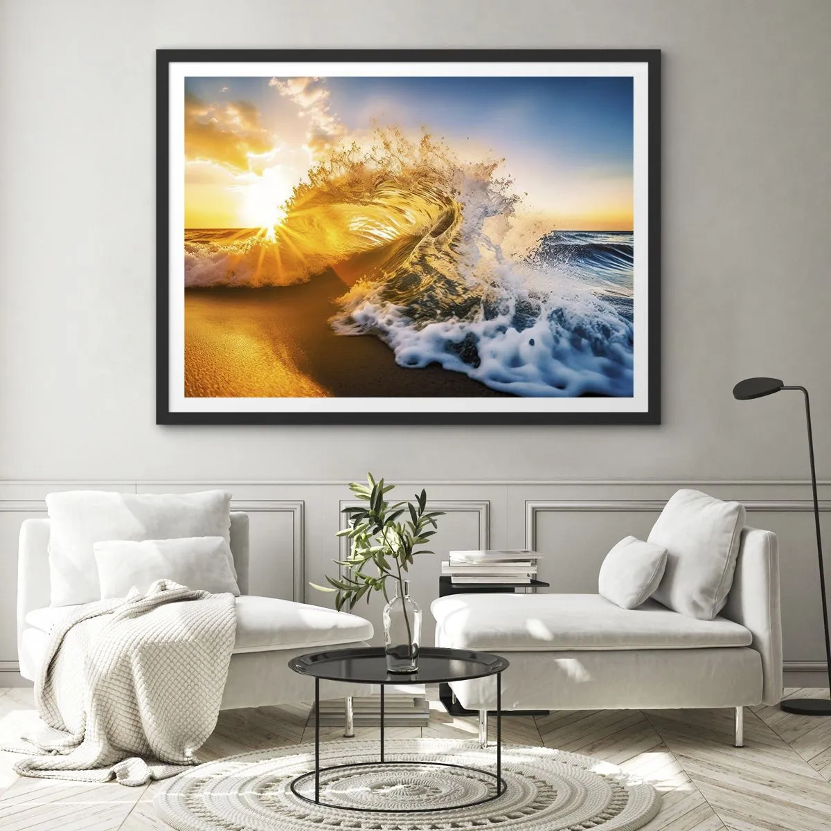 Pôster com moldura preta - Diversão na areia - 70x50 cm
