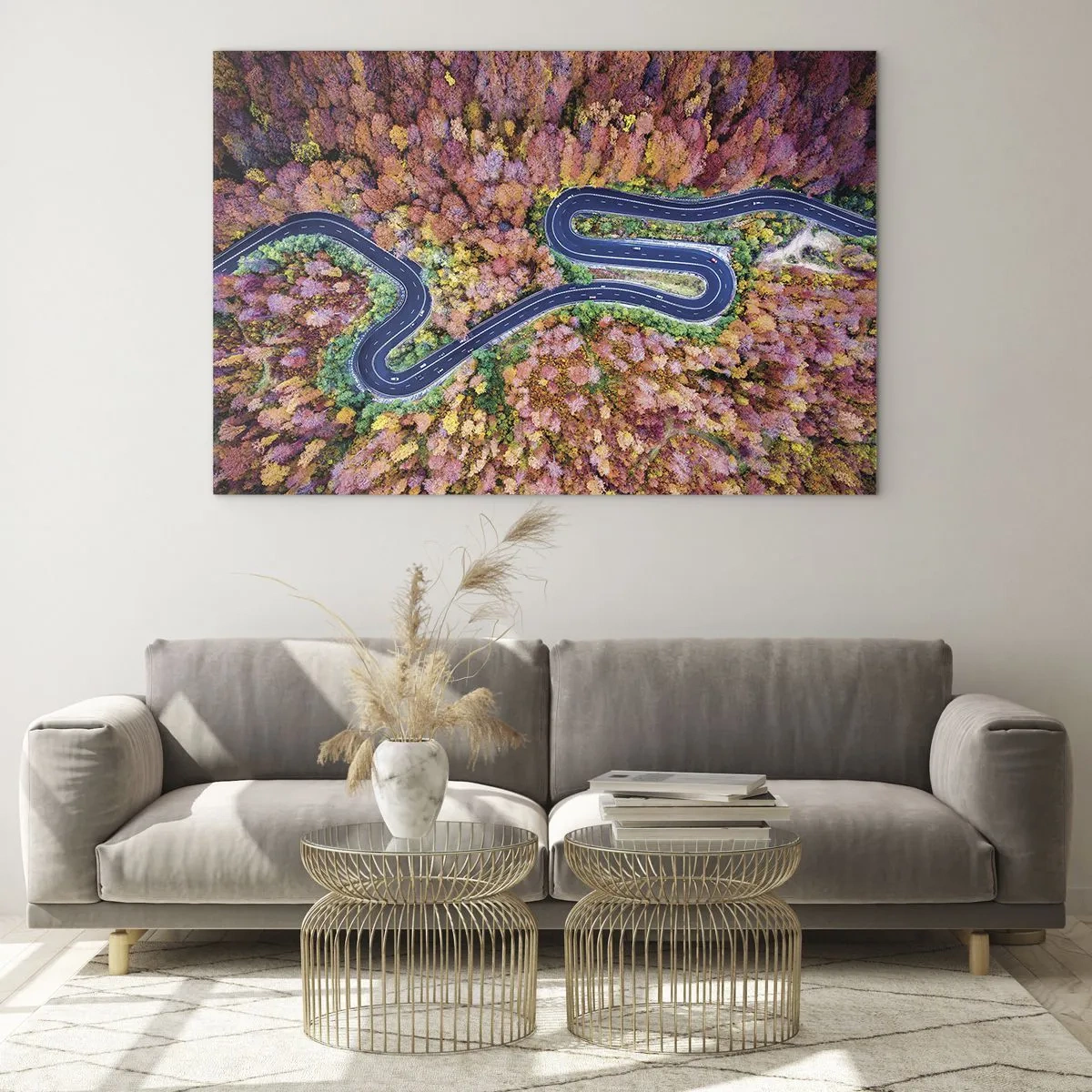 Quadro em vidro - Estrada sinuosa pela floresta - 100x70 cm